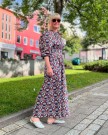 APOF New Maya Red Blue And White Floral Midi Dress  thumbnail