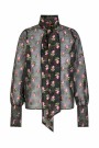 Cras Josettecras Embroidered Flower Sheer Organza Shirt Black thumbnail