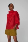 Stella Nova SQ51-2100 Pointelle High-neck Bow Blouse Flame Red thumbnail