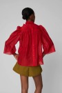 Stella Nova SQ51-2100 Pointelle High-neck Bow Blouse Flame Red thumbnail