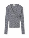 Mads Nørgaard 2x2 Cotton Stripe Susi Long Sleeve Top Parisian Night Vanilla Ice thumbnail