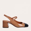 Billi Bi A6067 Slingback Heel Pump Light Brown Patent Leather With Black Patent Toe thumbnail