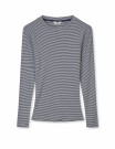 Mads Nørgaard 2x2 Cotton Stripe Tuba Tee Long Sleeve Parisian Night/Vanilla Ice thumbnail