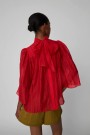 Stella Nova SQ51-2100 Pointelle High-neck Bow Blouse Flame Red thumbnail