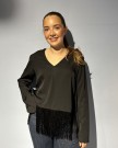 Modström KylerMD Long Sleeve Fringe Top Black thumbnail