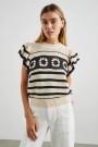 Rails Penelope Topp Oat Navy Chrochet Stripe thumbnail