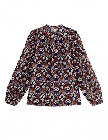 Apof Audrey Shirt Blue Red And White Floral Blouse 